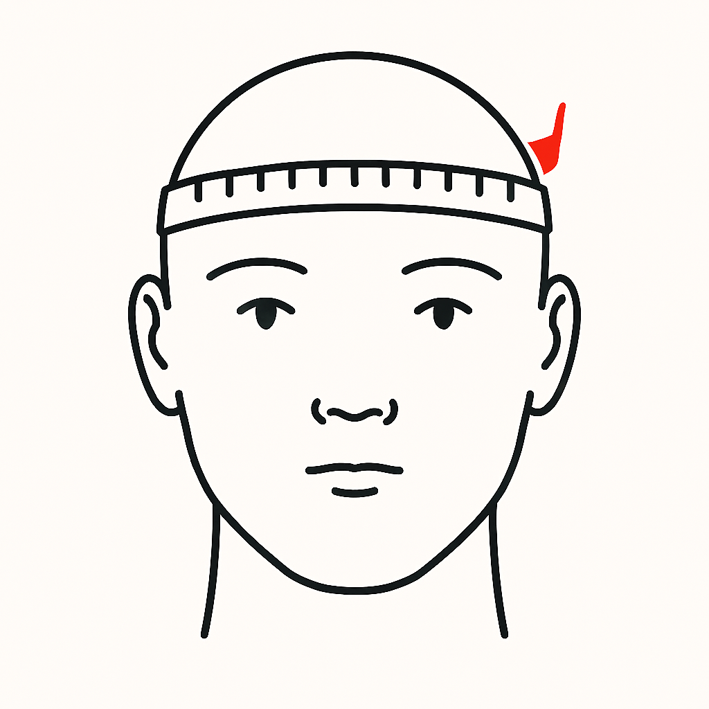 Kask ölçüm yöntemi - önden görünüm